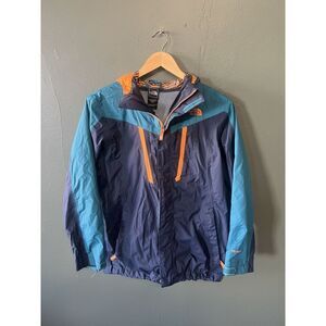 The North Face Youth Boys Blue Full Zip Softshell Hooded Jacket Size Large 14-16